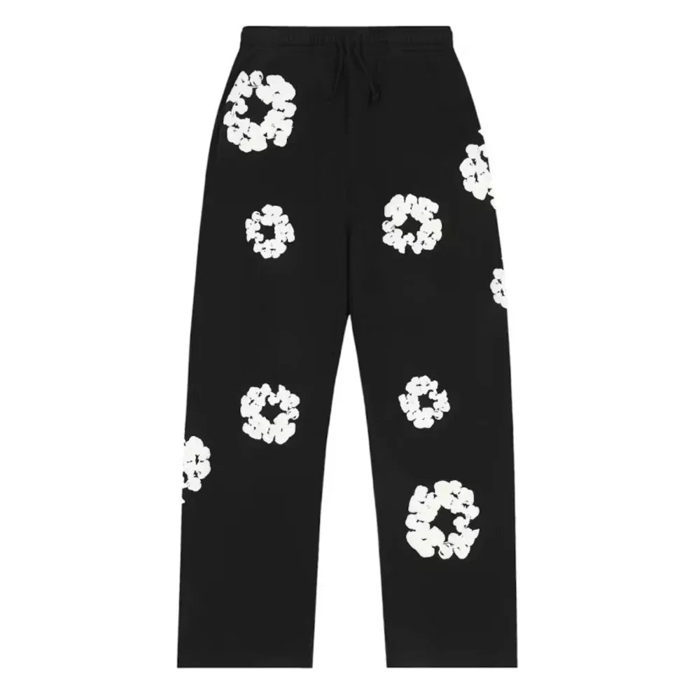 Denim Tears Cotton Wreath Baggy Sweatpants Black - Afewvibe