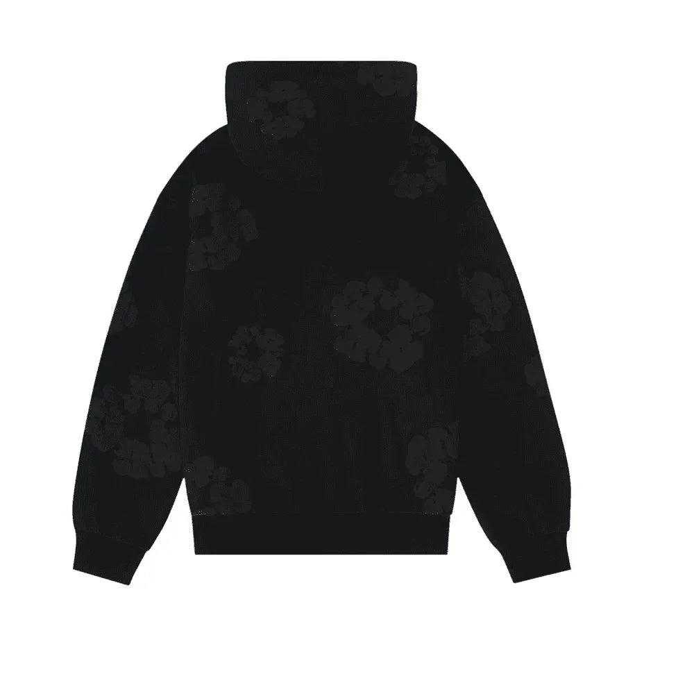 Denim Tears Cotton Wreath Hooded Sweatshirt Black Monochrome - Afewvibe