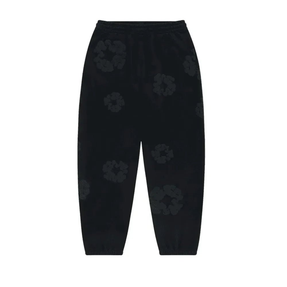 Denim Tears Cotton Wreath Sweatpants Black Monochrome - Afewvibe