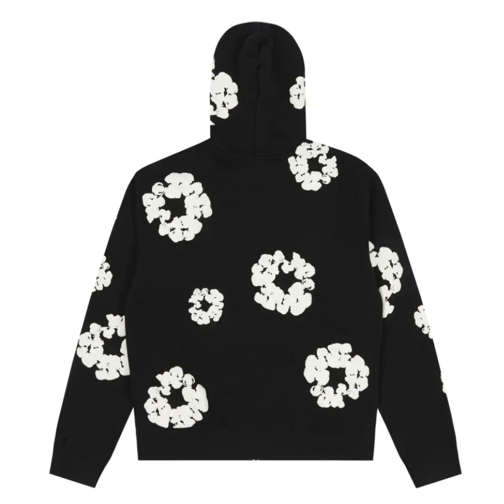 Denim Tears Cotton Wreath Zip Hoodie Black - Afewvibe