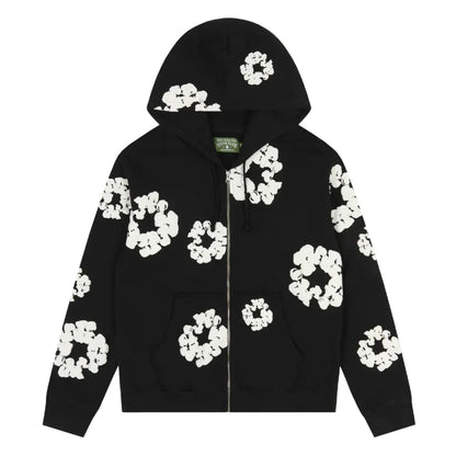 Denim Tears Cotton Wreath Zip Hoodie Black - Afewvibe