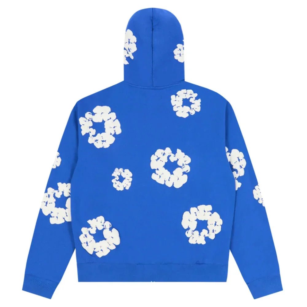 Denim Tears Cotton Wreath Zip Hoodie Blue - Afewvibe