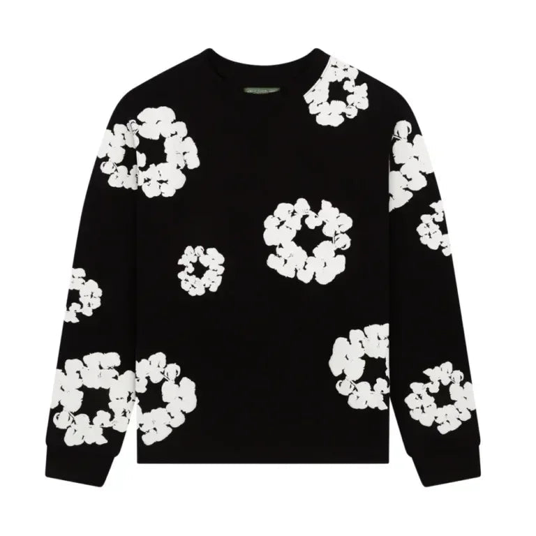 Denim Tears Long Sleeve Cotton Wreath T-shirt Black - Afewvibe