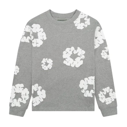 Denim Tears Long Sleeve Cotton Wreath T-shirt Grey - Afewvibe