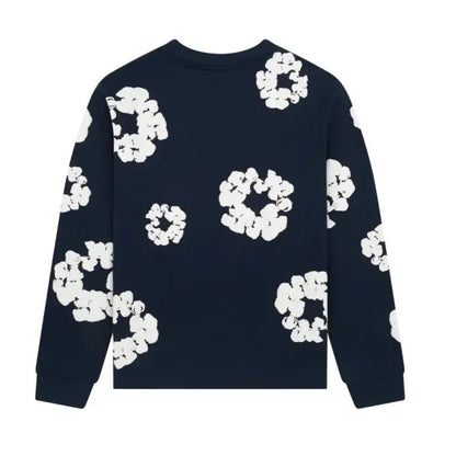 Denim Tears Long Sleeve Cotton Wreath T-shirt Navy - Afewvibe