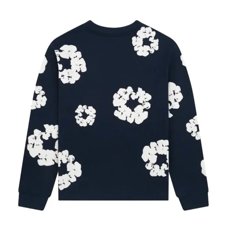 Denim Tears Long Sleeve Cotton Wreath T-shirt Navy - Afewvibe