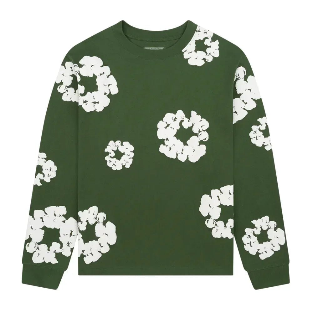 Denim Tears Long Sleeve CottonWreath T-shirt Green - Afewvibe
