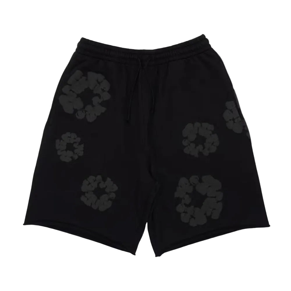 Denim Tears Mono Wreath Sweatshorts Black - Afewvibe