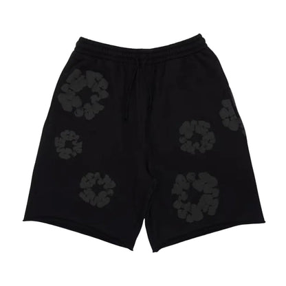 Denim Tears Mono Wreath Sweatshorts Black - Afewvibe