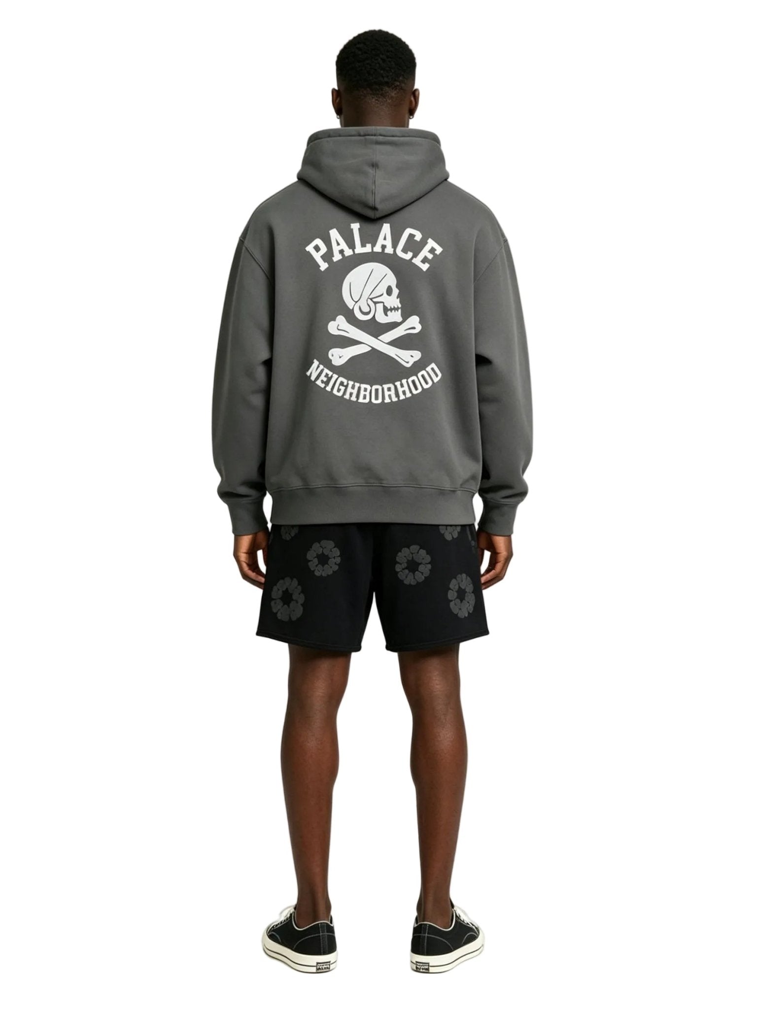 Denim Tears Mono Wreath Sweatshorts Black - Afewvibe