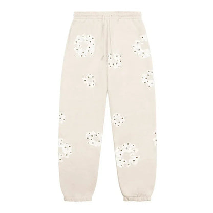 Denim Tears Rhinestone Cotton Wreath Sweatpants Oatmeal - Afewvibe