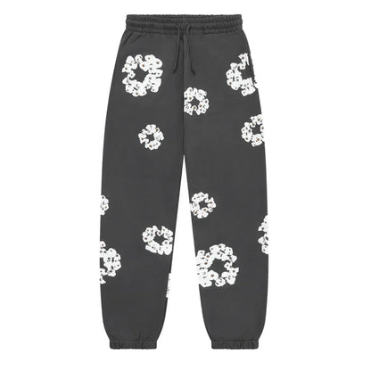 Denim Tears Rhinestone Cotton Wreath Sweatpants Vintage Black - Afewvibe