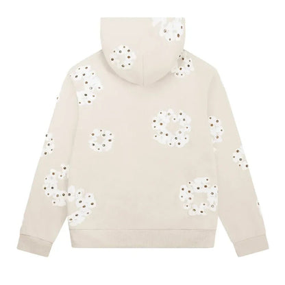 Denim Tears Rhinestone Wreath Zip Hoodie Oatmeal - Afewvibe