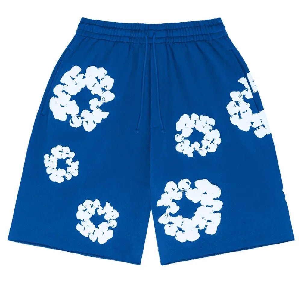 Denim Tears The Cotton Wreath Shorts Royal Blue - Afewvibe