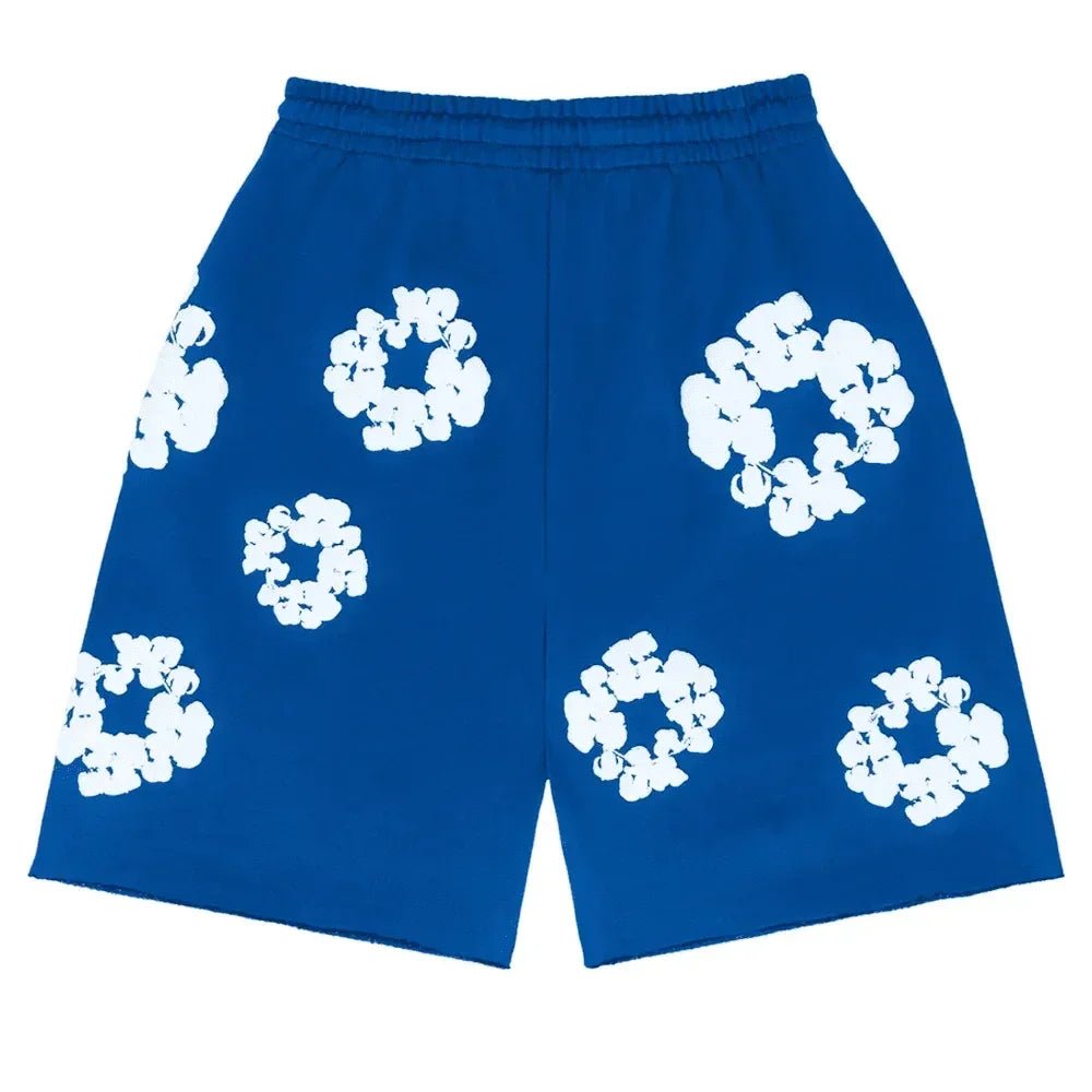 Denim Tears The Cotton Wreath Shorts Royal Blue - Afewvibe