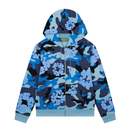 Denim Tears The Cotton Wreath Zip Sweatshirt Blue Camo - Afewvibe
