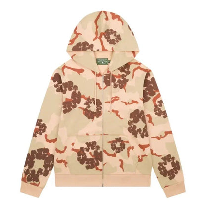 Denim Tears The Cotton Wreath Zip Sweatshirt Tan Camo - Afewvibe