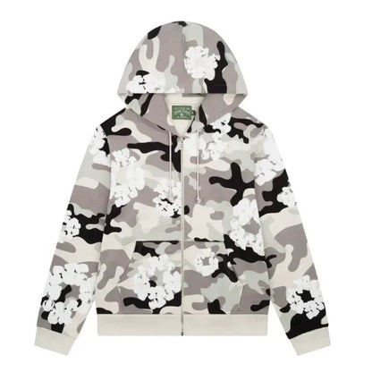 Denim Tears The Cotton Wreath Zip Sweatshirt White Camo - Afewvibe