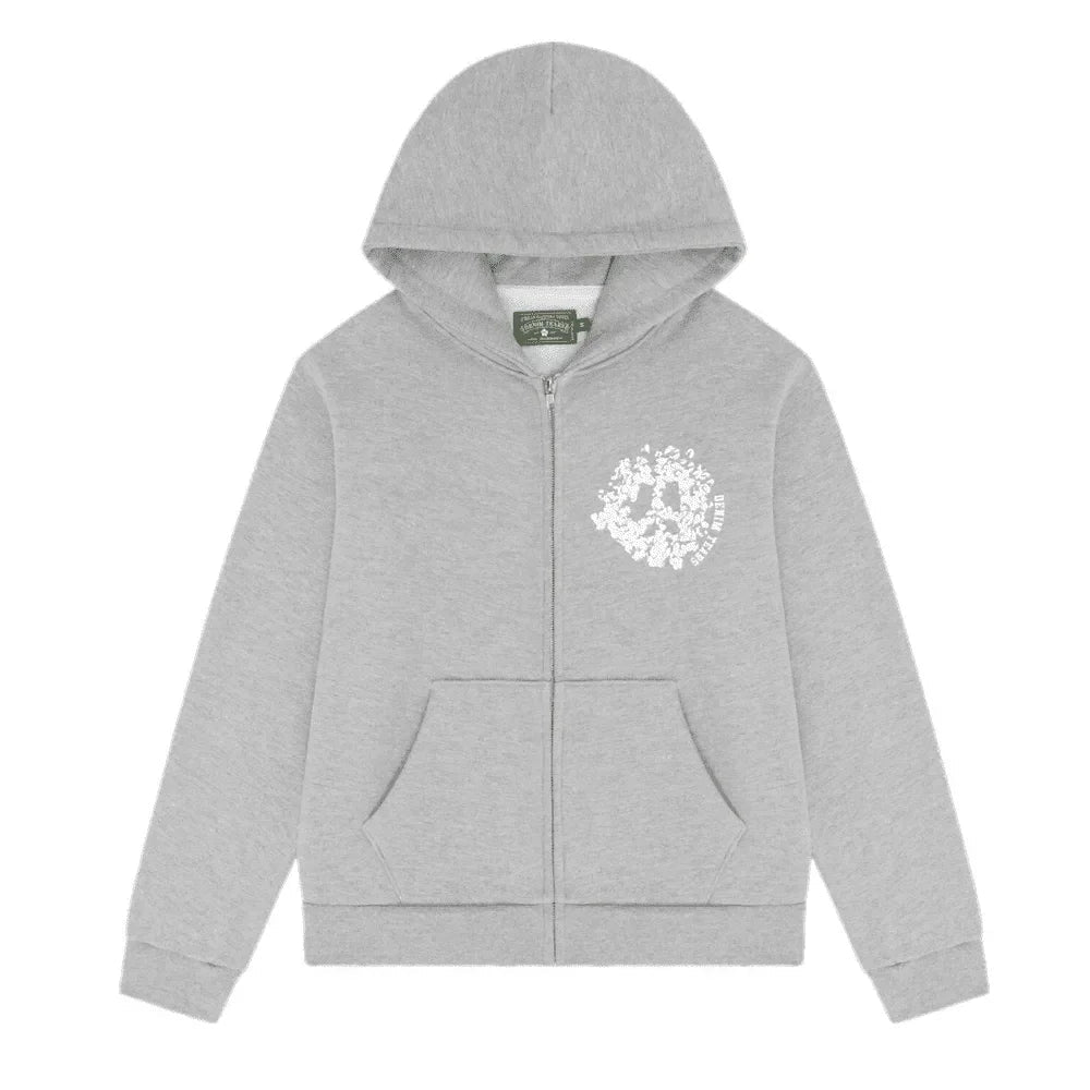 Denim Tears University Zip Hoodie Grey - Afewvibe