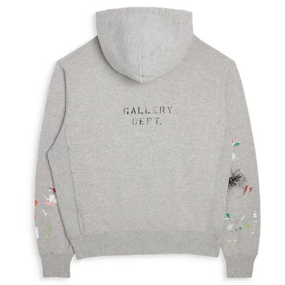 DEPT LOGO PAINTED HOODIE Heather Grey - Afewvibe
