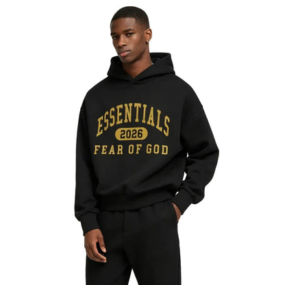Fear of God Essentials Classic Fleece Hoodie Vintage Black - Afewvibe