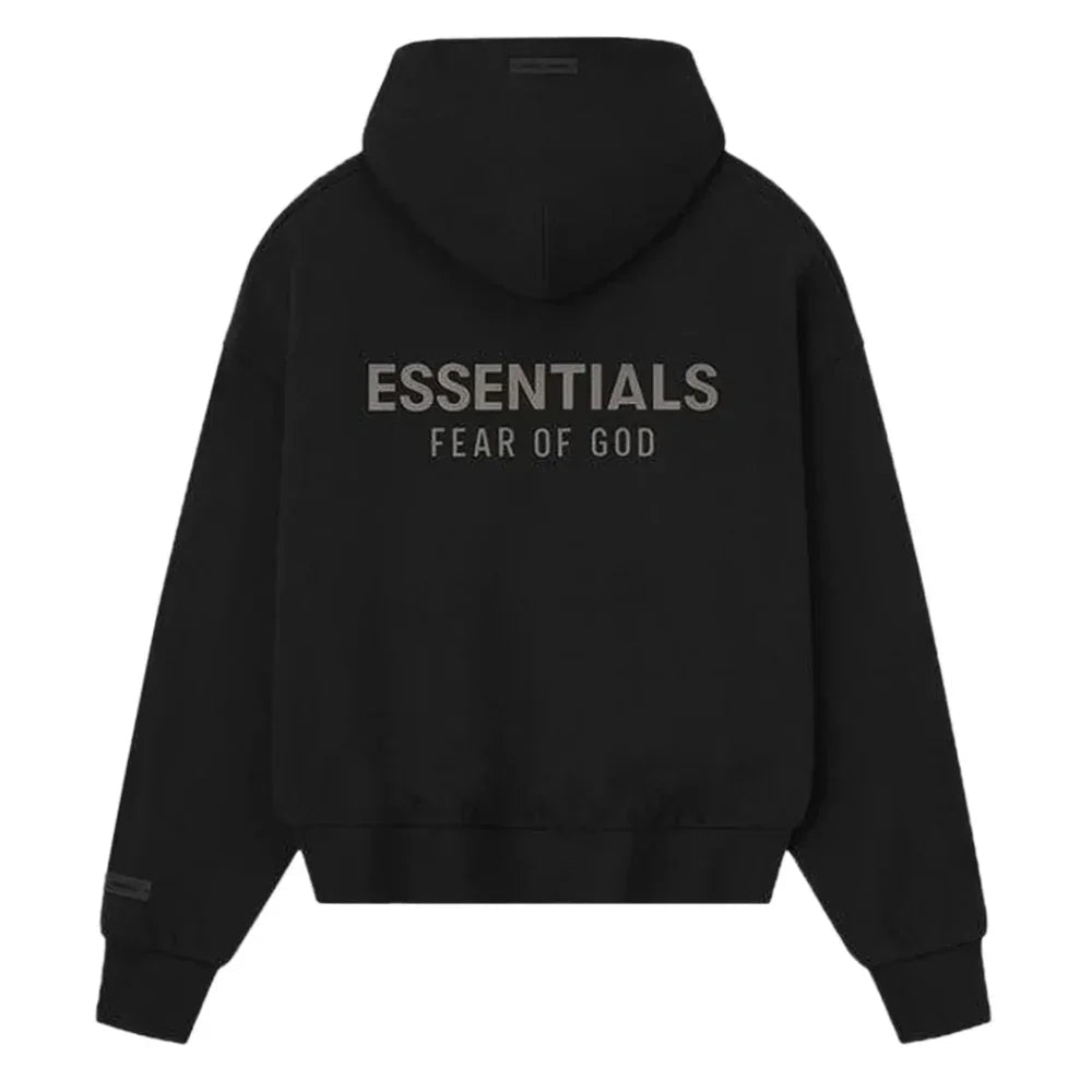 Fear of God Essentials Classic Full Zip Hoodie Jet Black - Afewvibe