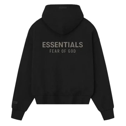 Fear of God Essentials Classic Full Zip Hoodie Jet Black - Afewvibe