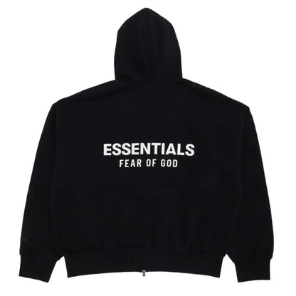 Fear of God Essentials Classic Full Zip - Up Hoodie Jet Black - Afewvibe