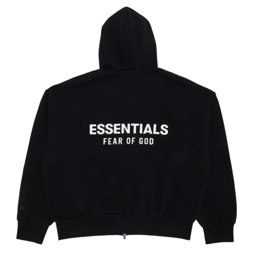 Fear of God Essentials Classic Full Zip - Up Hoodie Jet Black - Afewvibe