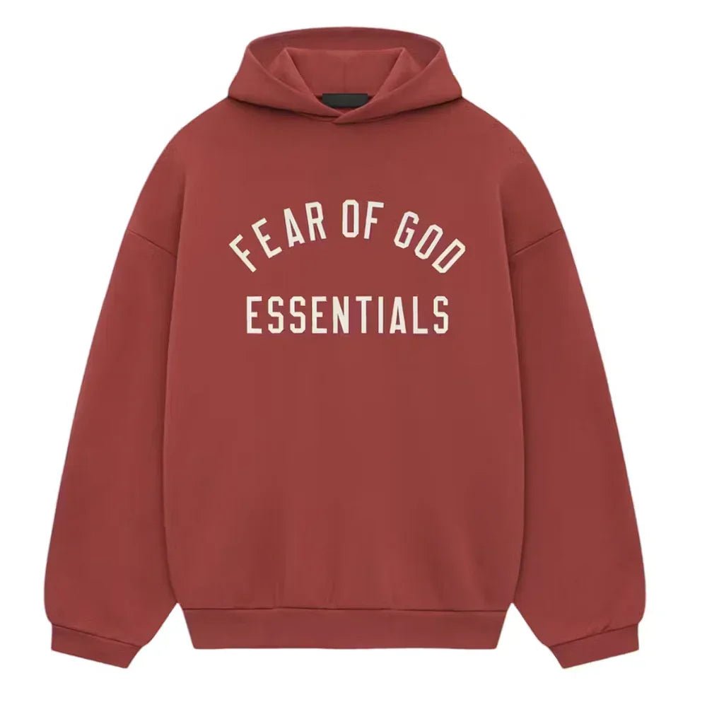 Fear of God Essentials Fleece Hoodie Crimson - Afewvibe