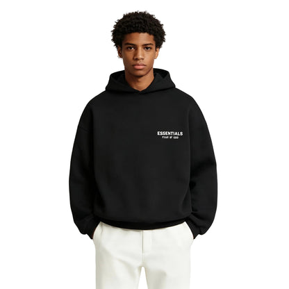 Fear of God Essentials Fleece Hoodie II Black FW24 - Afewvibe