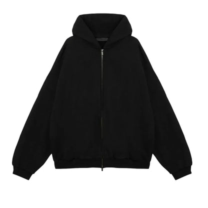Fear Of God Essentials Heavy Fleece Full Zip Hoodie Black - Afewvibe