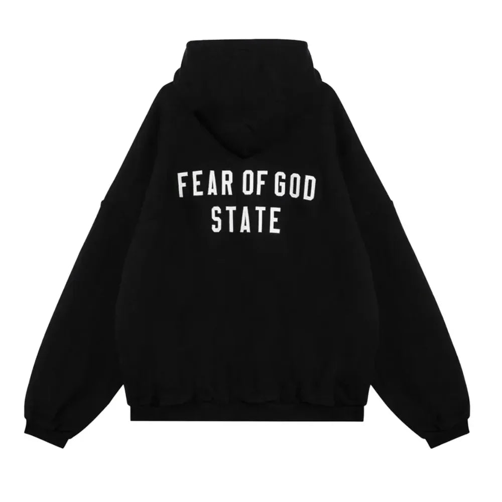 Fear Of God Essentials Heavy Fleece Full Zip Hoodie Black - Afewvibe