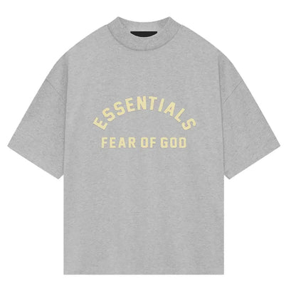Fear Of God Essentials Heavy Jersey Crewneck T-Shirt Light Heather Grey - Afewvibe
