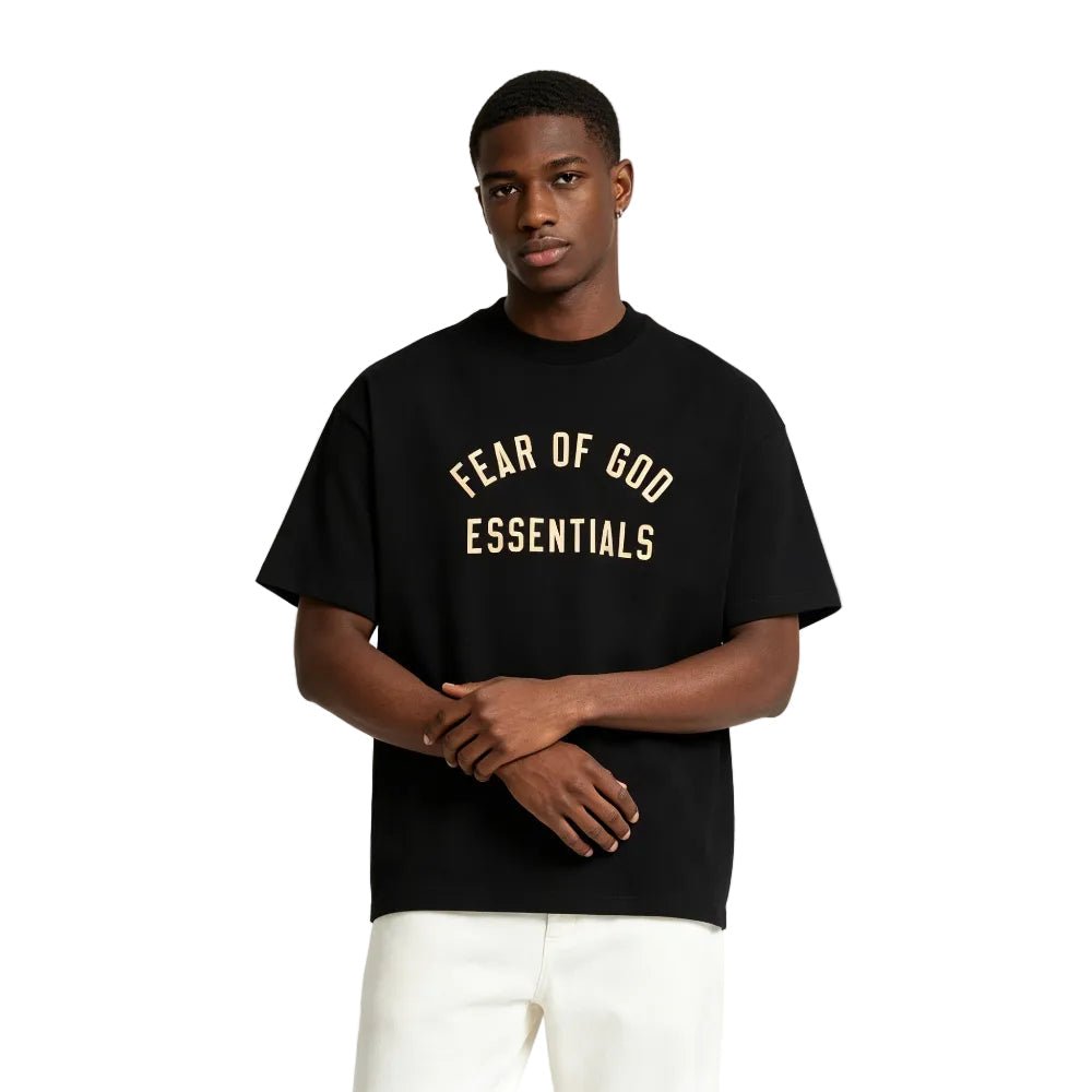 Fear of God Essentials Jersey Crewneck Tee Black - Afewvibe