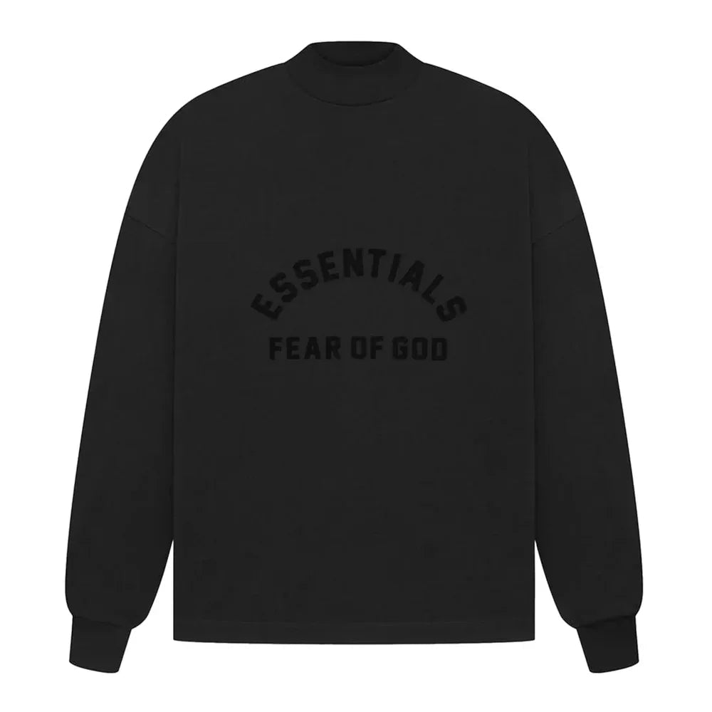 Fear of God Essentials Long Sleeve Tee Jet Black - Afewvibe