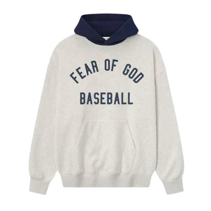 Fear of God Essentials MLB Sport Hoodie Oatmeal Heather Midnight Navy - Afewvibe