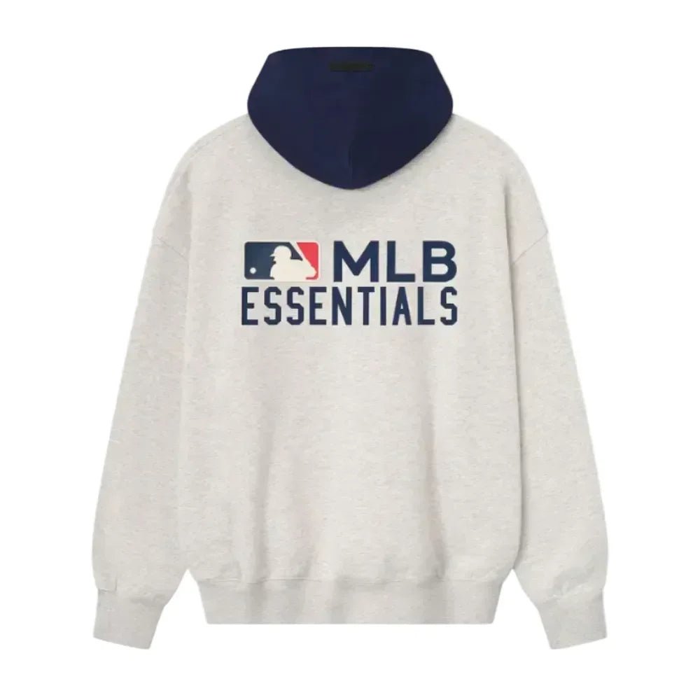 Fear of God Essentials MLB Sport Hoodie Oatmeal Heather Midnight Navy - Afewvibe