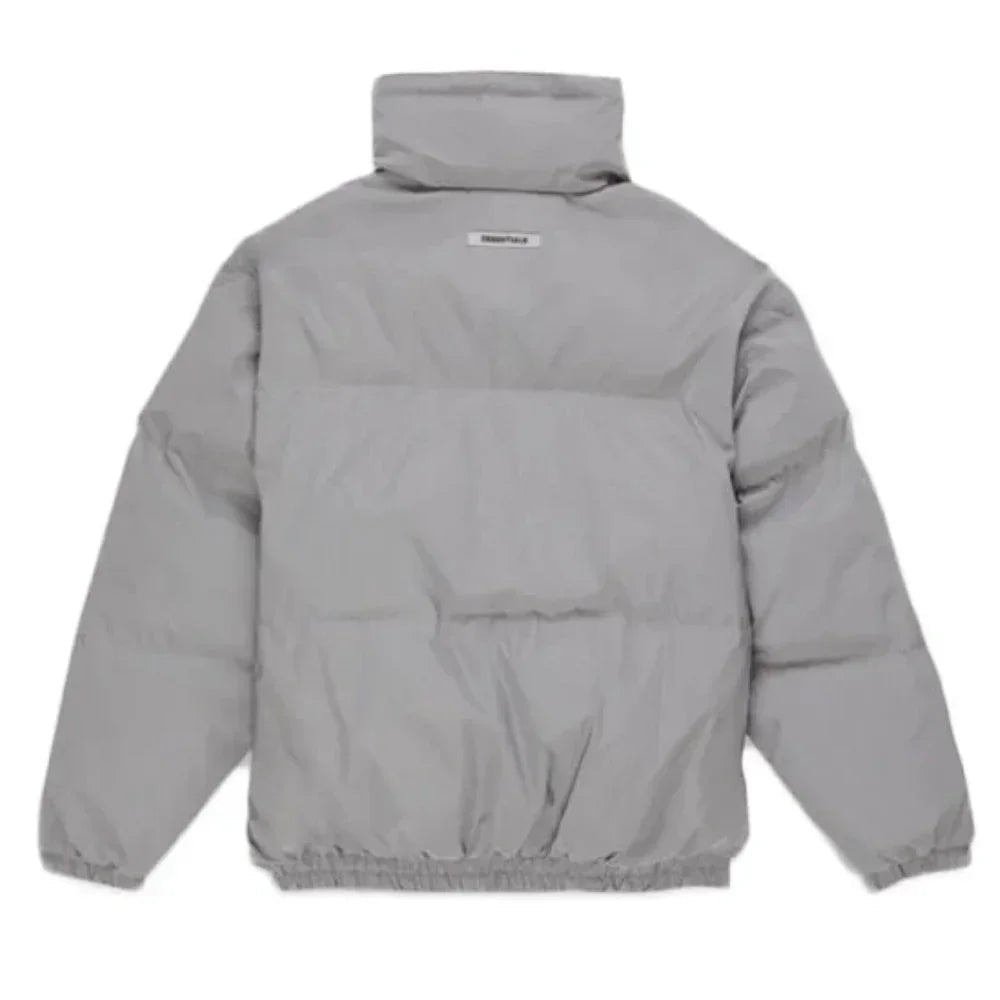 Fear of God Essentials Puffer Jacket Silver Reflective - Afewvibe