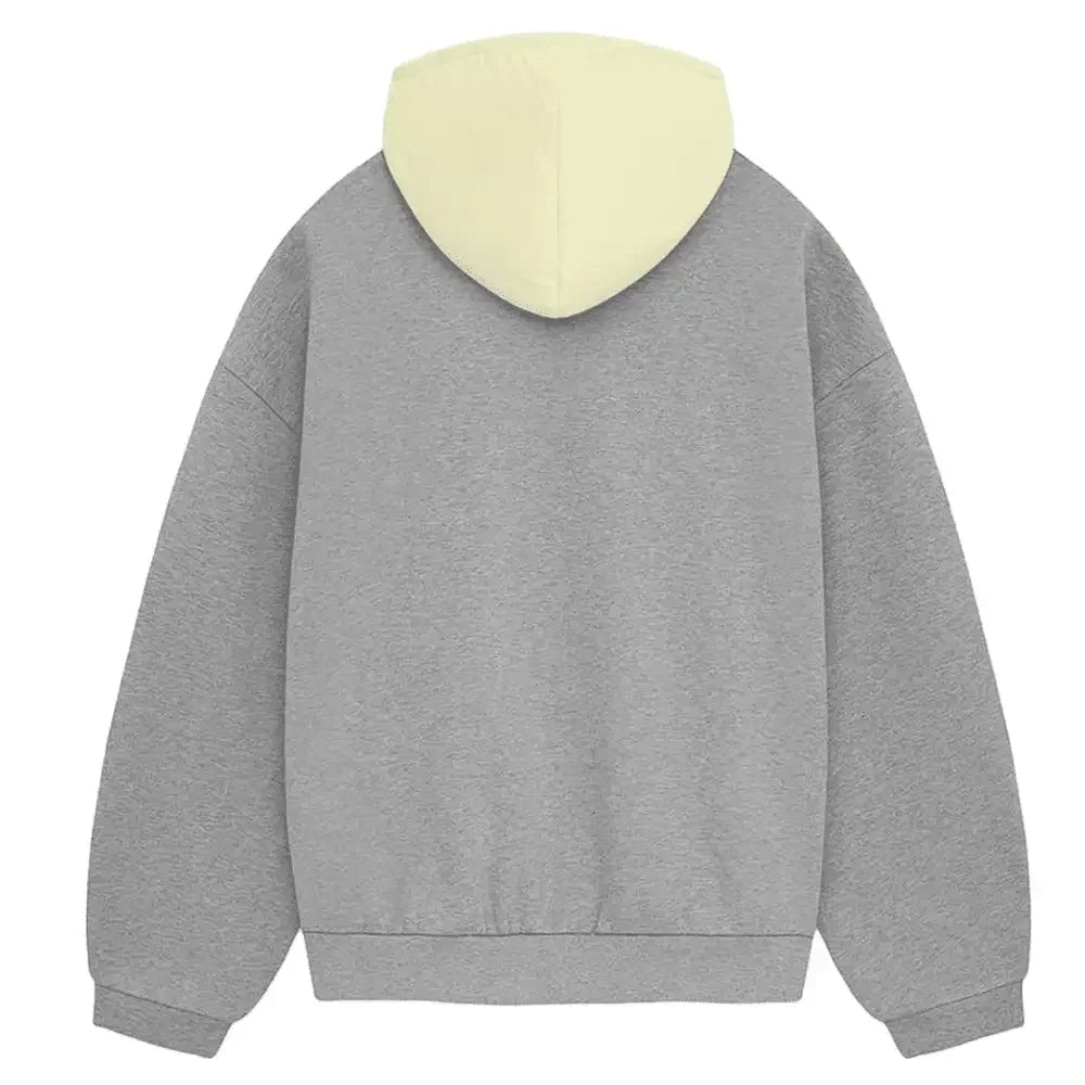 Fear of God Essentials SS24 Nylon Fleece Hoodie Dark Heather Oatmeal/Garden Yellow - Afewvibe