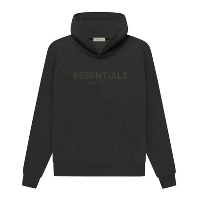 Fear Of God Essentials Waffle Raglan Hoodie Off Black - Afewvibe