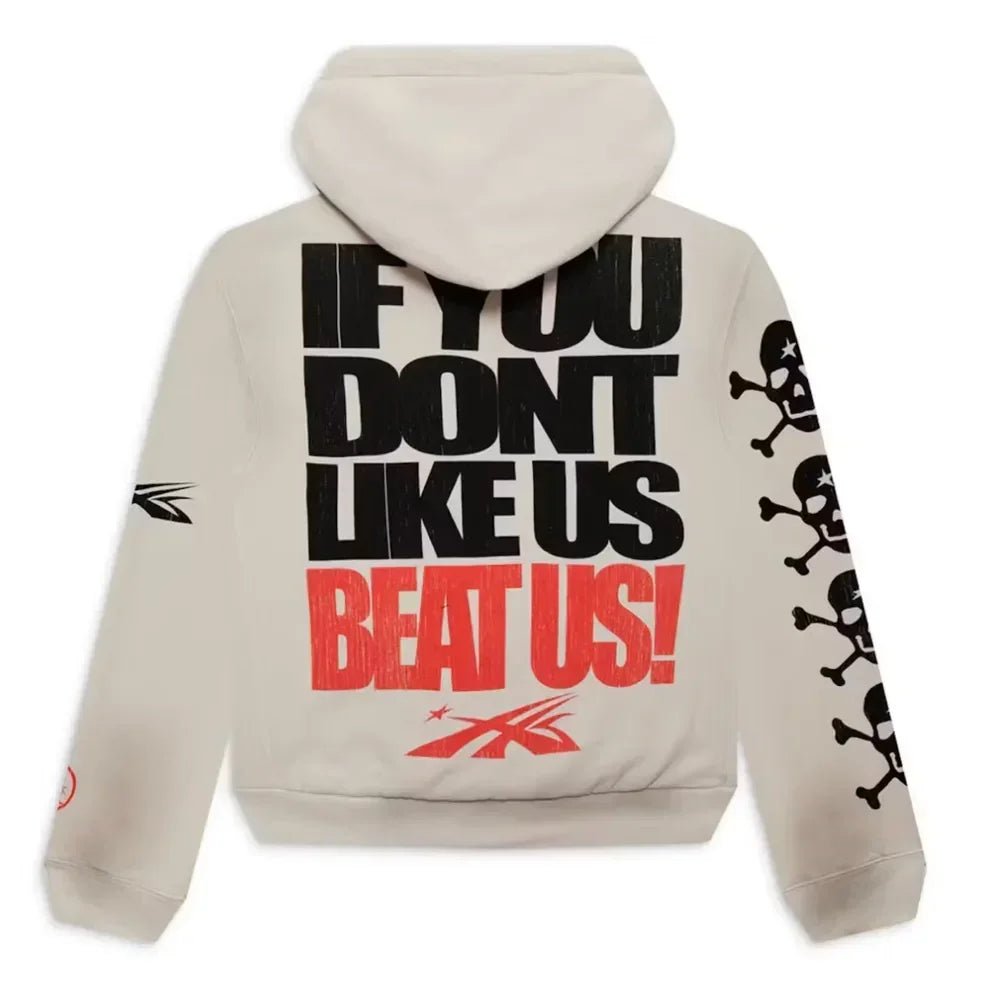 Hellstar If You Don’t Like Us Beat Us Hoodie White - Afewvibe