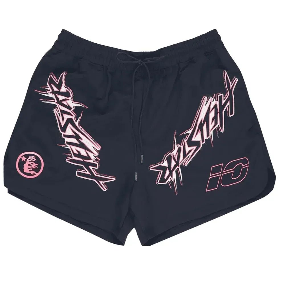 Hellstar Waxed Nylon Athletic Shorts Black - Afewvibe