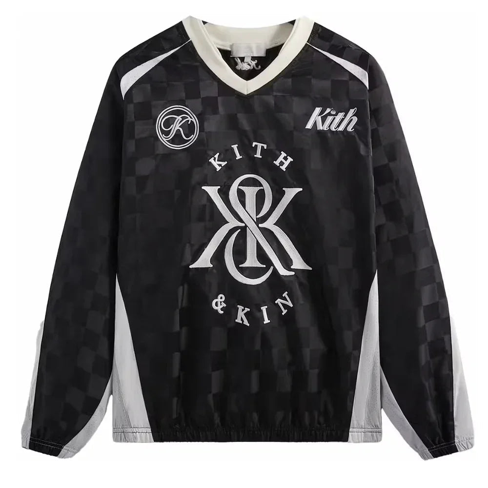 Kith Checkered Satin Dayton Combo Pullover Black - Afewvibe