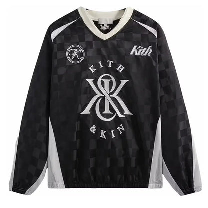 Kith Checkered Satin Dayton Combo Pullover Black - Afewvibe