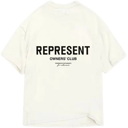Represent Owners Club TShirt Flat White Black - Afewvibe