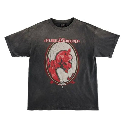 Saint Michael Fresh and Blood Devil T-shirt Vintage Black - Afewvibe