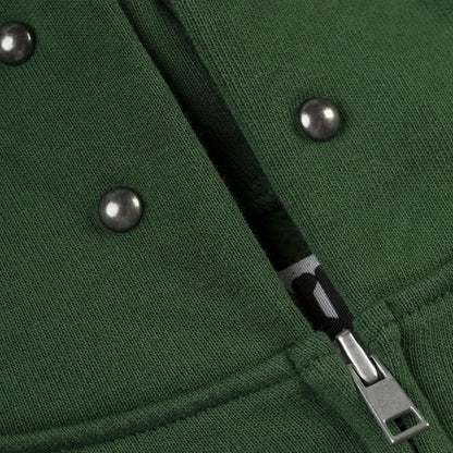 Sp5der Og Web Studded Zip Hoodie Green - Afewvibe