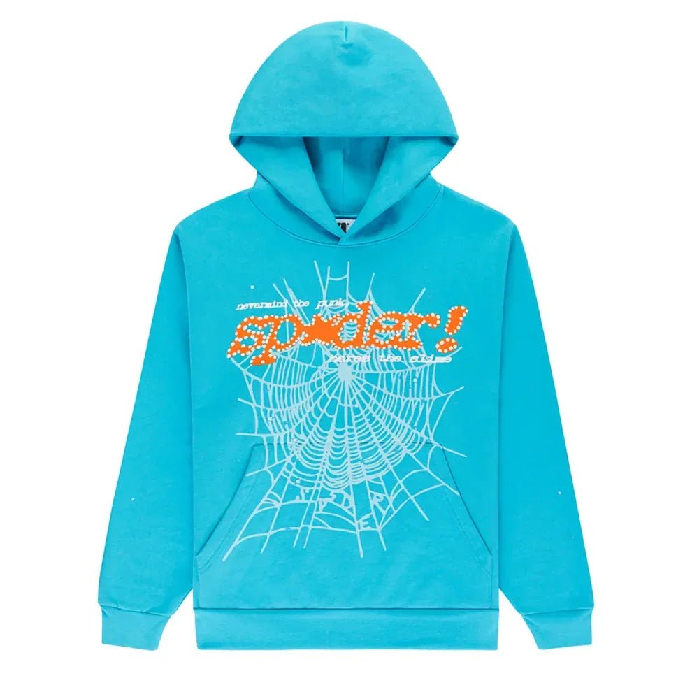 Sp5der Punk V2 Hoodie Cyan - Afewvibe