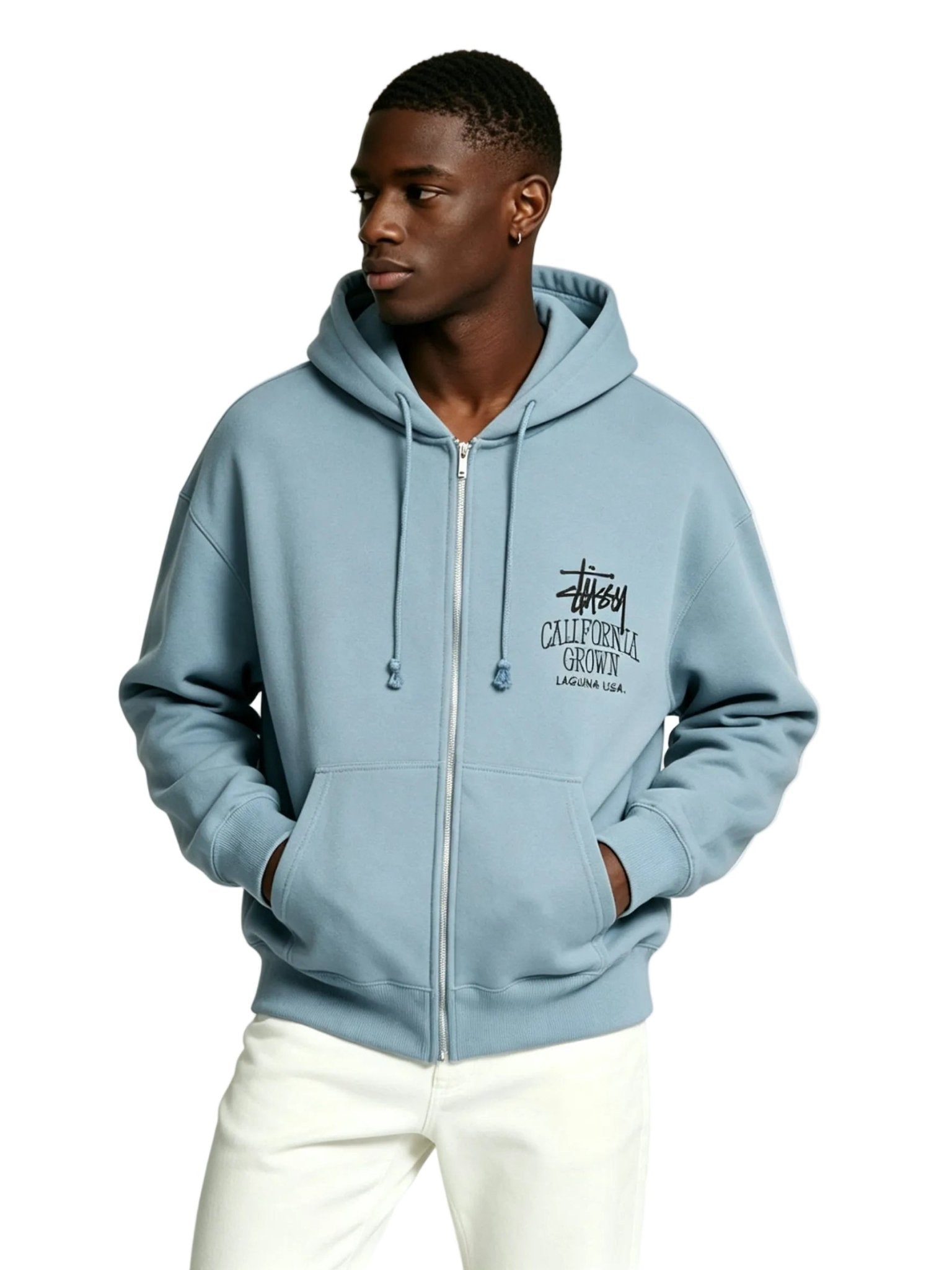 Stussy Cali Grown Zip Hoodie Slate - Afewvibe